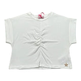 Kaos T-Shirt Girocollo Tinta Unita con Arriccio per Bambina KS185 BIANCO KAOS 