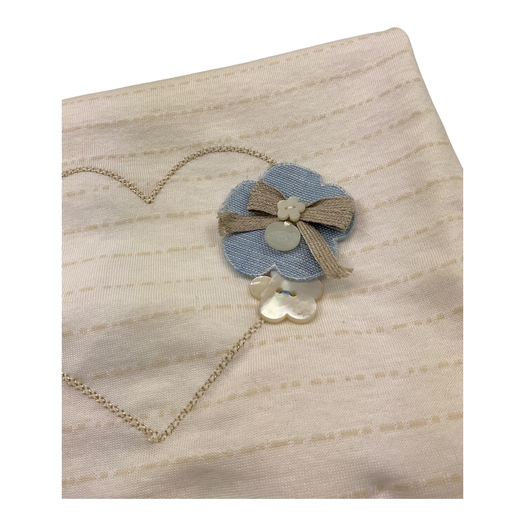 Barcellino Coperta Tinta Unita con Stampa E Applicazioni per Neonata BO220014 PANNA BARCELLINO 