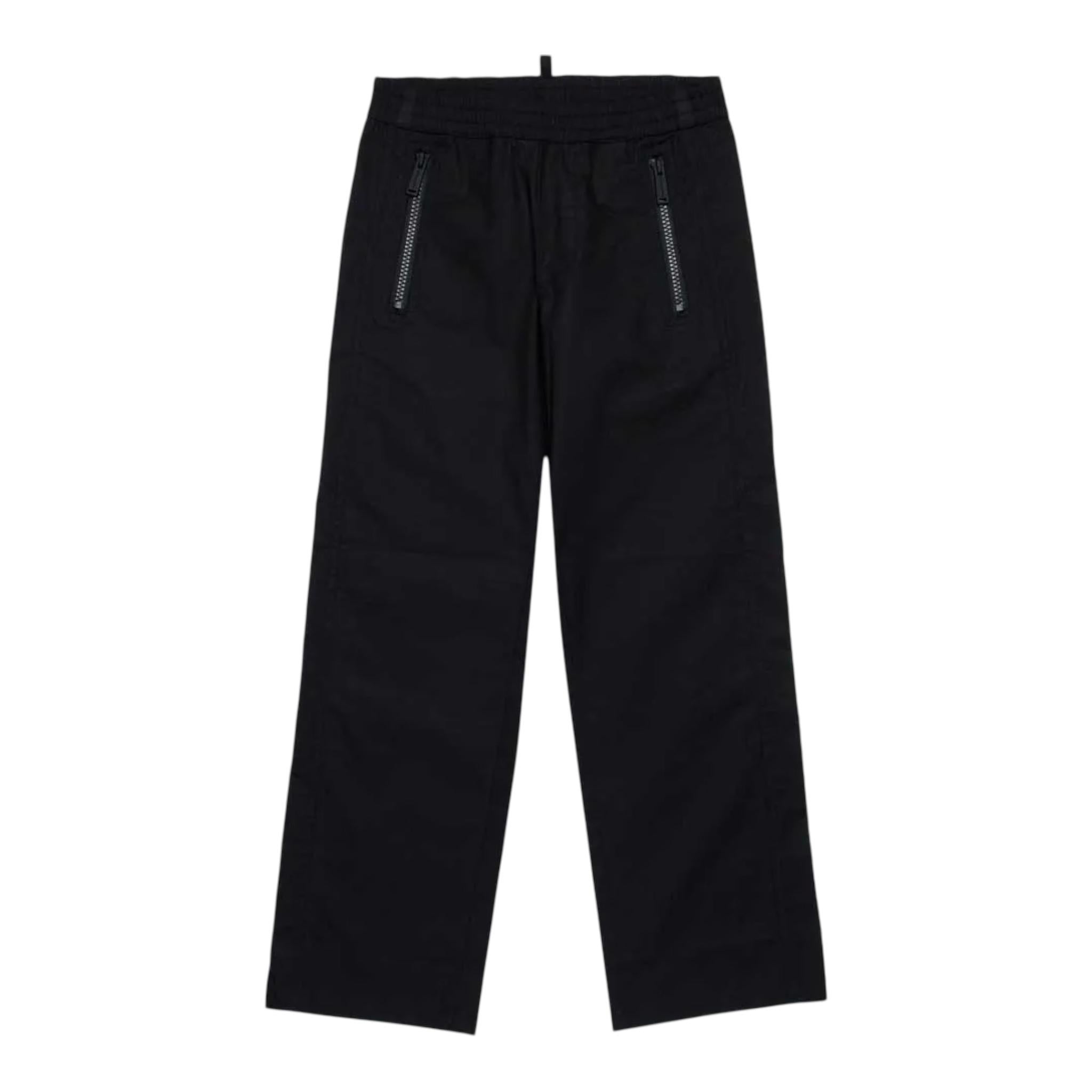 Dsquared2 Pantalone Tinta Unita con Elastic In Vita per Bambino DQ2794 NERO DSQUARED2 
