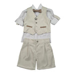 Never Too Completo 4 Pezzi Camicia-Bermuda-Gilet-Papillion per Bambino GM2234B BEIGE NEVER TOO 