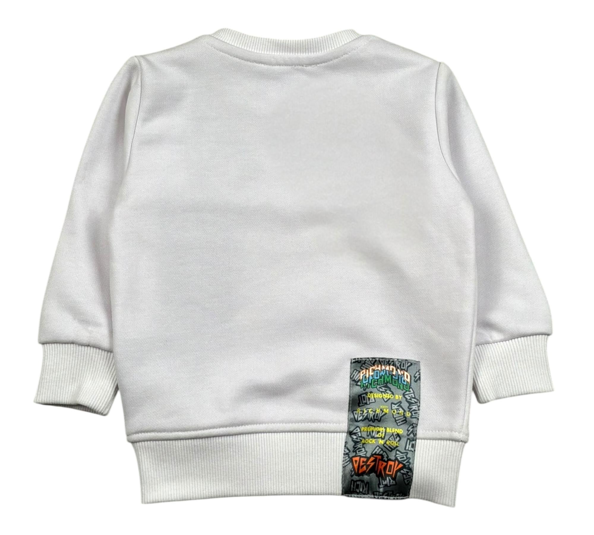 John Richmond Felpa Chiusa Girocollo Tinta Unita con Stampa per Neonato RIP260102FE BIANCO JOHN RICHMOND 