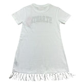 Saint Barth Abito Mezza Manica Tinta Unita con Frange per Bambina ABBEY1 BIANCO SAINT BARTH 