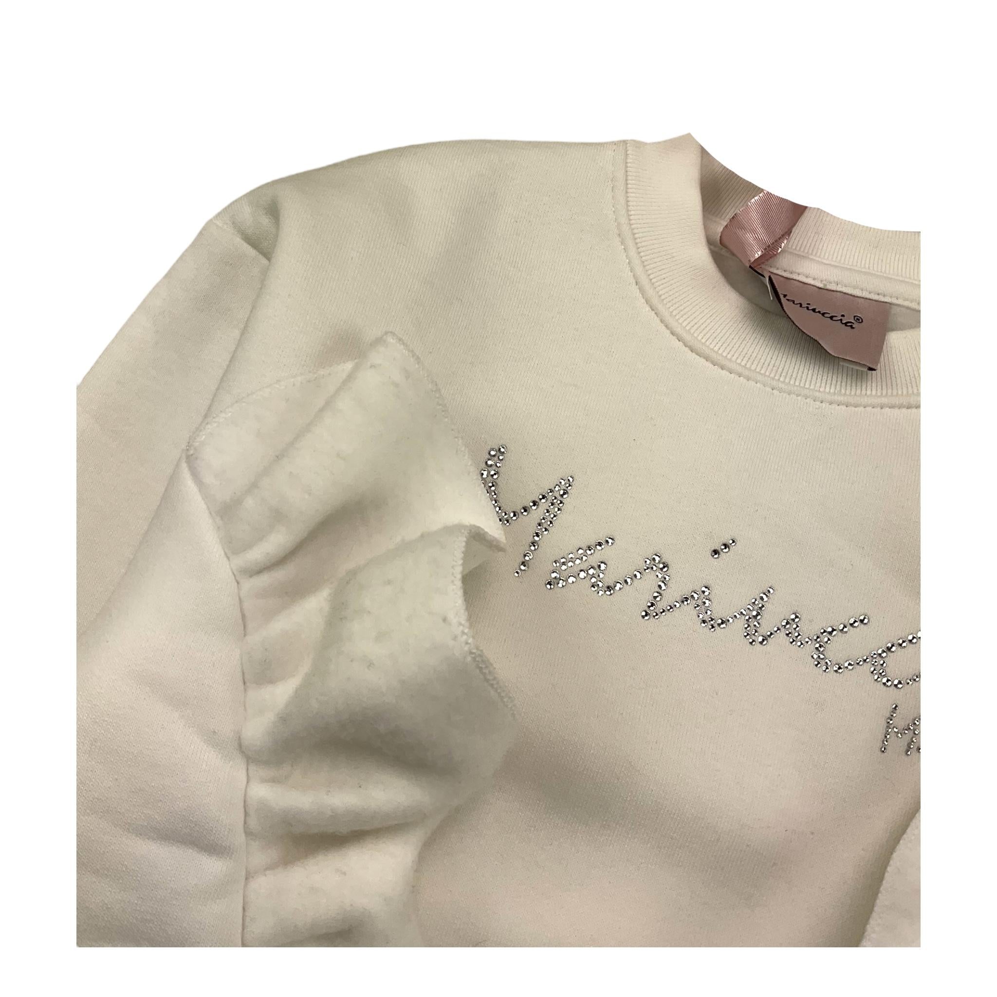 LIU JO felpa chiusa girocollo tinta unita con rouches Panna per Bambina MBFW23F260 PANNA LIU JO 