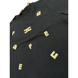 Elisabetta Franchi T-Shirt Girocollo Tinta Unita con Stampa per Bambina EFTS188 NERO ELISABETTA FRANCHI 