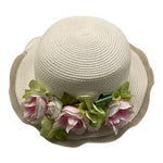 Colori Chiari Cappello In Paglia Tinta Unita con Applicaizoni per Neonata FN998219 PANNA COLORI CHIARI 