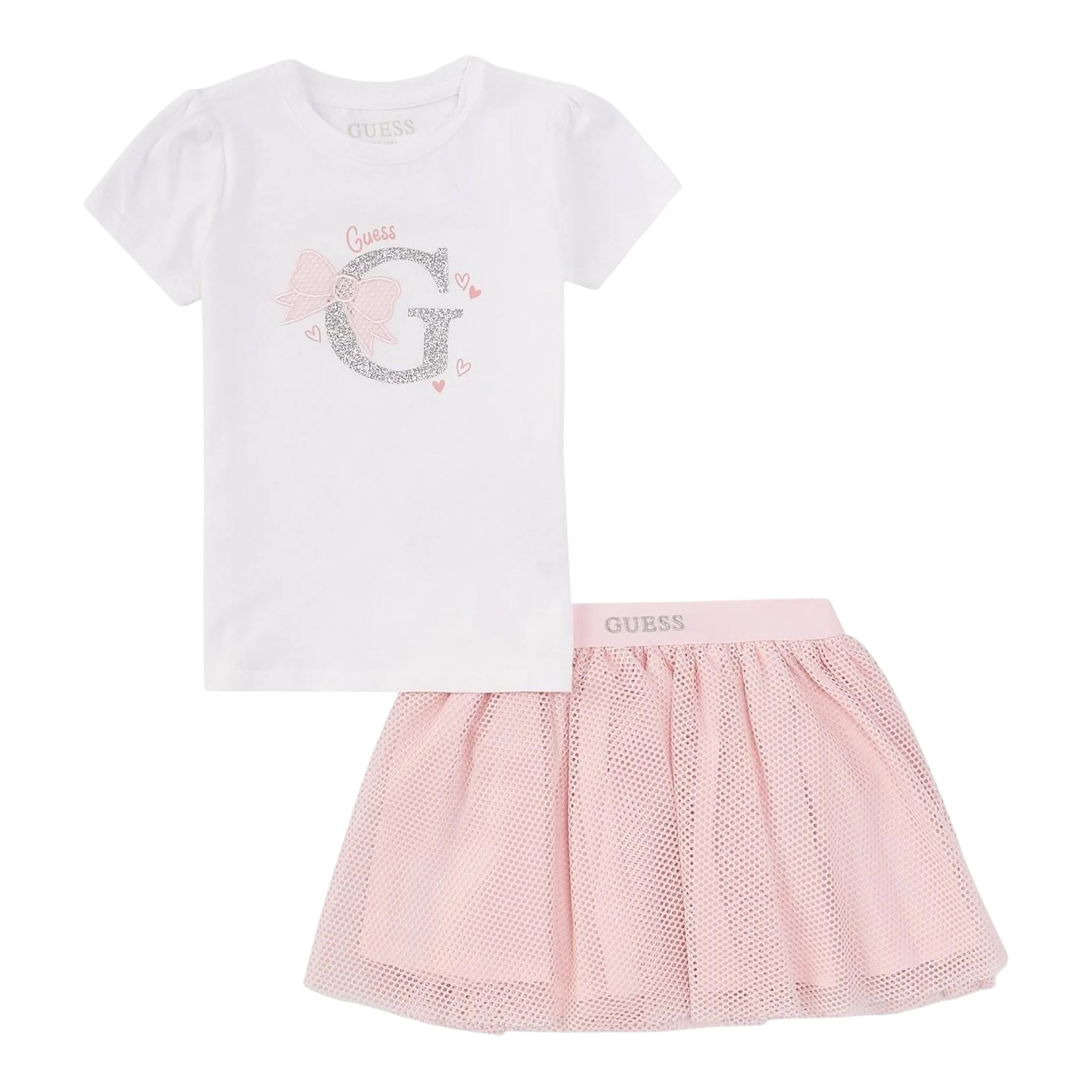 Guess Completo 2 Pezzi T-Shirt-Gonna Bicolore per Neonata A4RG21K6YW0 BIANCO/ROSA GUESS 