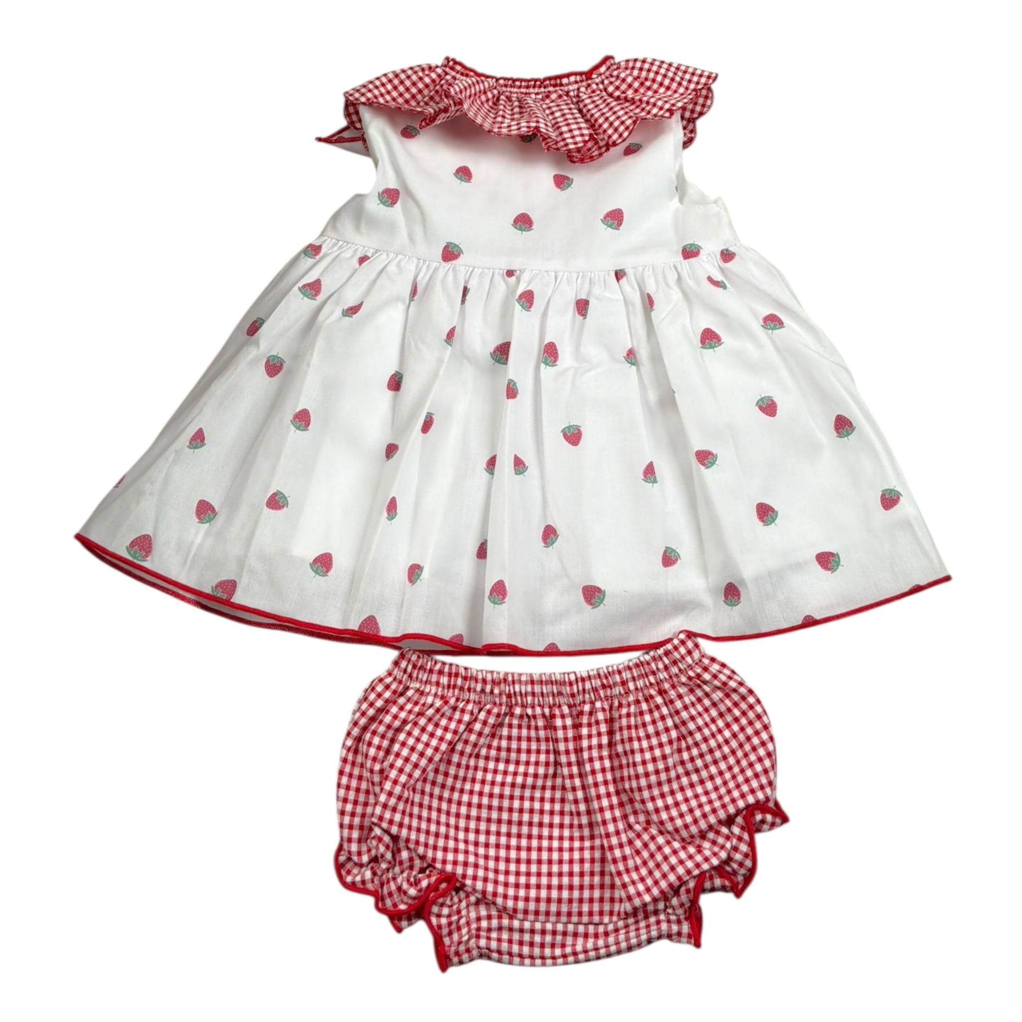 Valentina Bebes Set Abito-Coulotte Tinta Unita con Stampa Fragole per Neonata LOVE136 BIANCO VALENTINA BEBES 