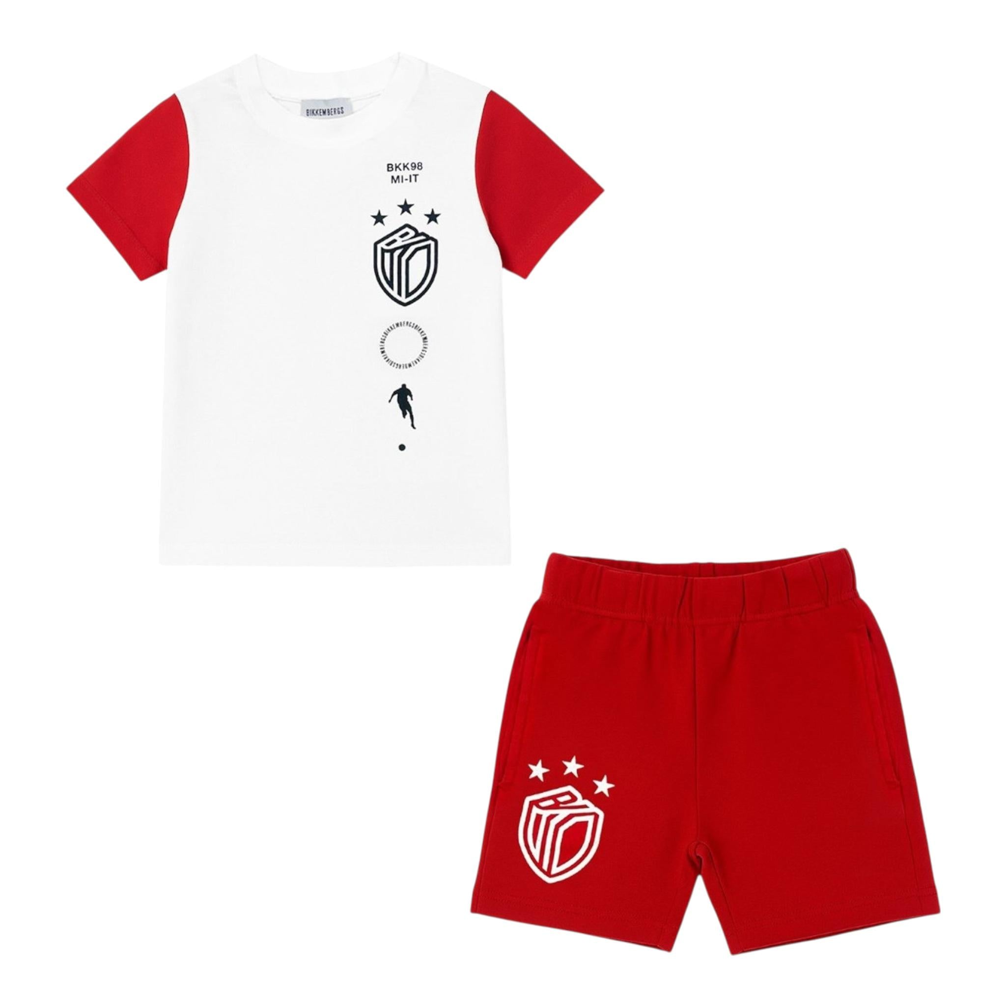 Bikkembergs Completo 2 Pezzi T-Shirt-Bermuda per Bambino BK3227X BIANCO/ROSSO BiKKEMBERGS 