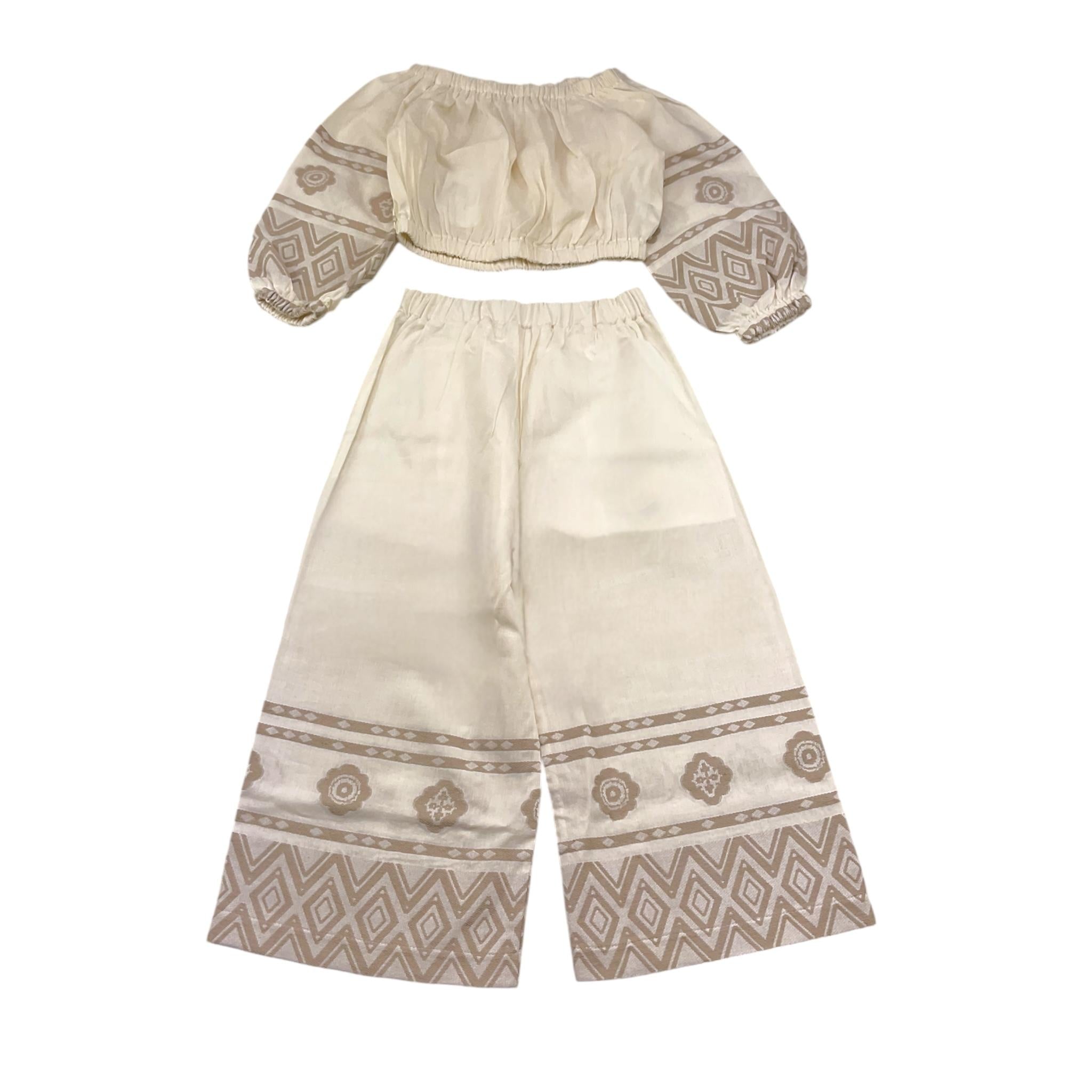 Lalalu' Completo 2 Pezzi Pantalone-Top per Bambina COML80PB PANNA LALALU' 