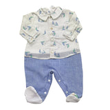 Barcellino Tutina Bicolore con Fantasia Barche per Neonato 100401 BIANC/AZZURRO BARCELLINO 