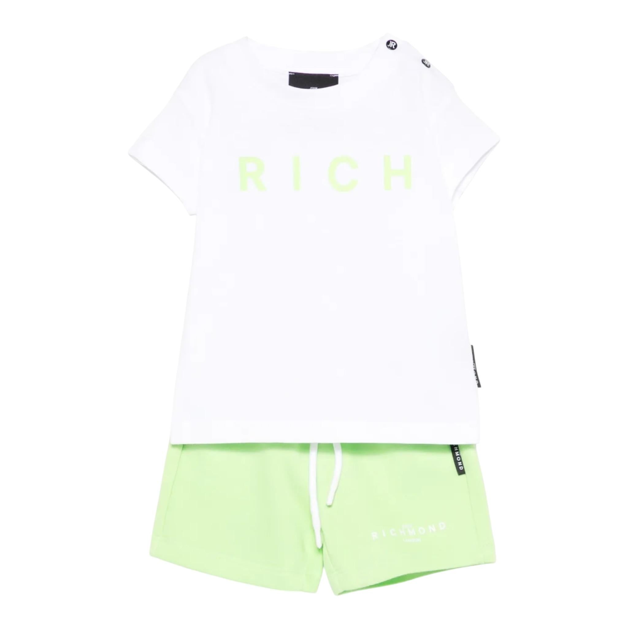 John Richmond Completo 2 Pezzi T-Shirt-Bermuda Bicolore per Neonato RIP25019CJ BIANCO/VERDE JOHN RICHMOND 
