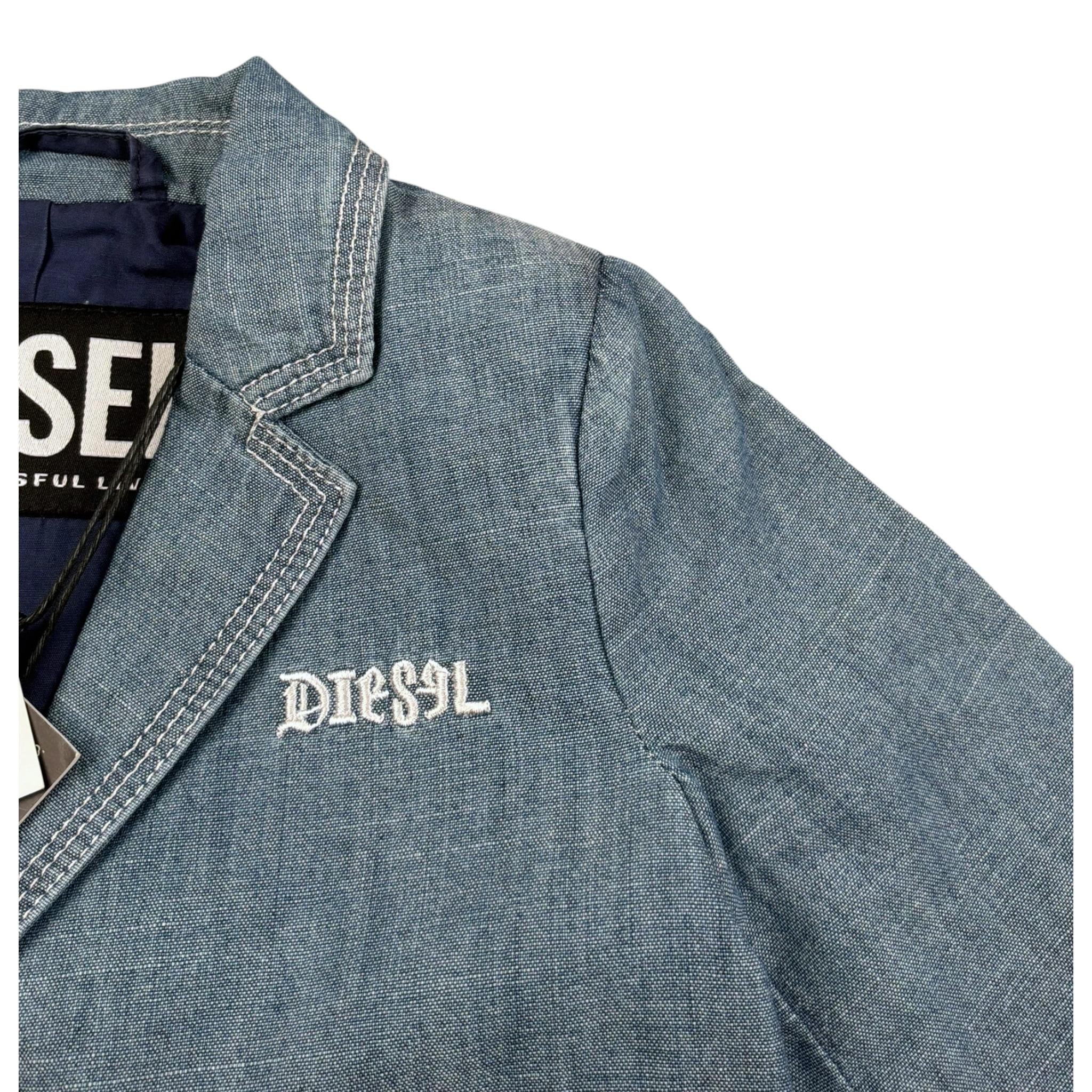 Diesel Giacca Tinta Unita In Denim con Logo per Neonato K00144 BLU DIESEL 