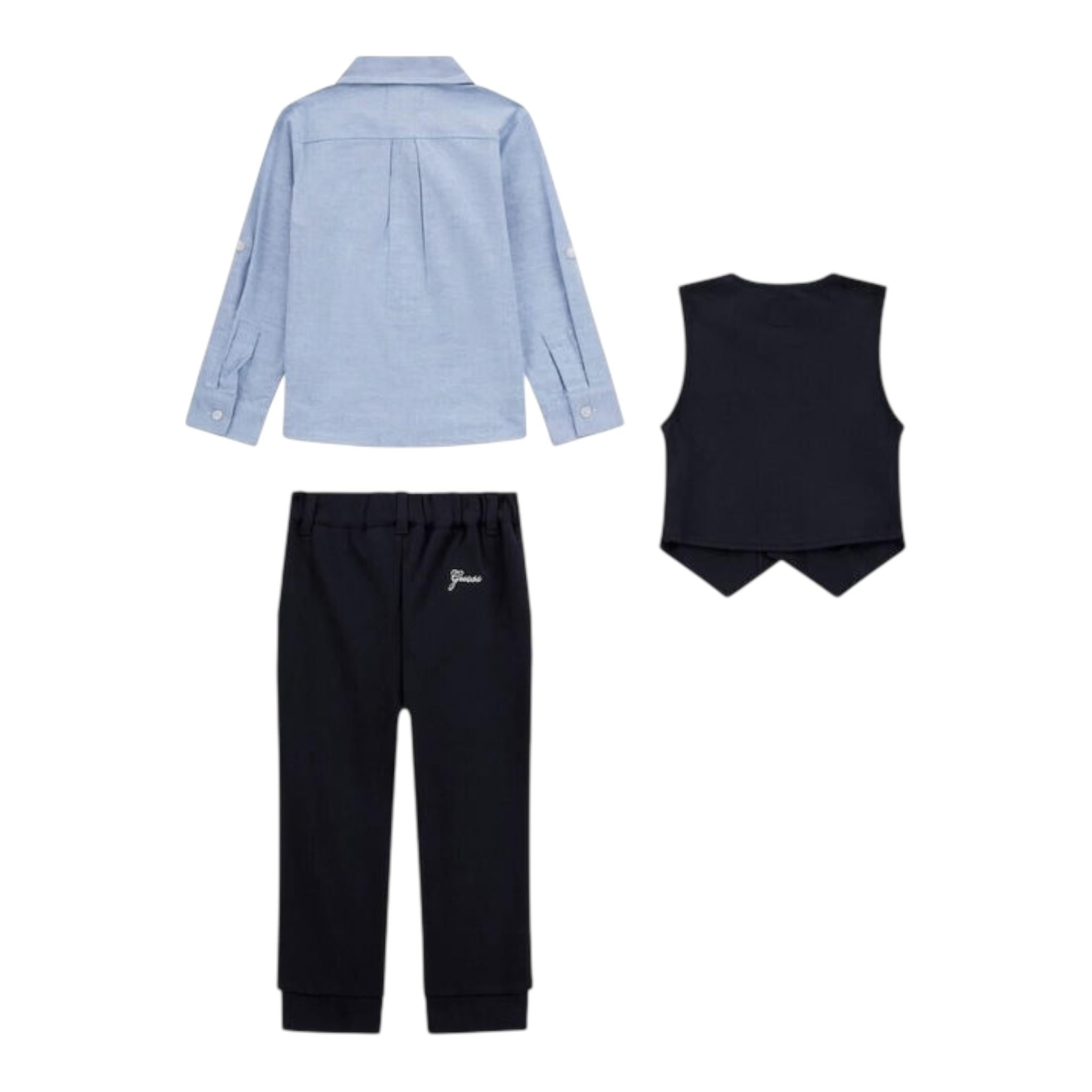 Guess Completo 3 Pezzi Camicia -Gilet-Pantalone per Bambino N5RG08KAE30 AZZURRO GUESS 