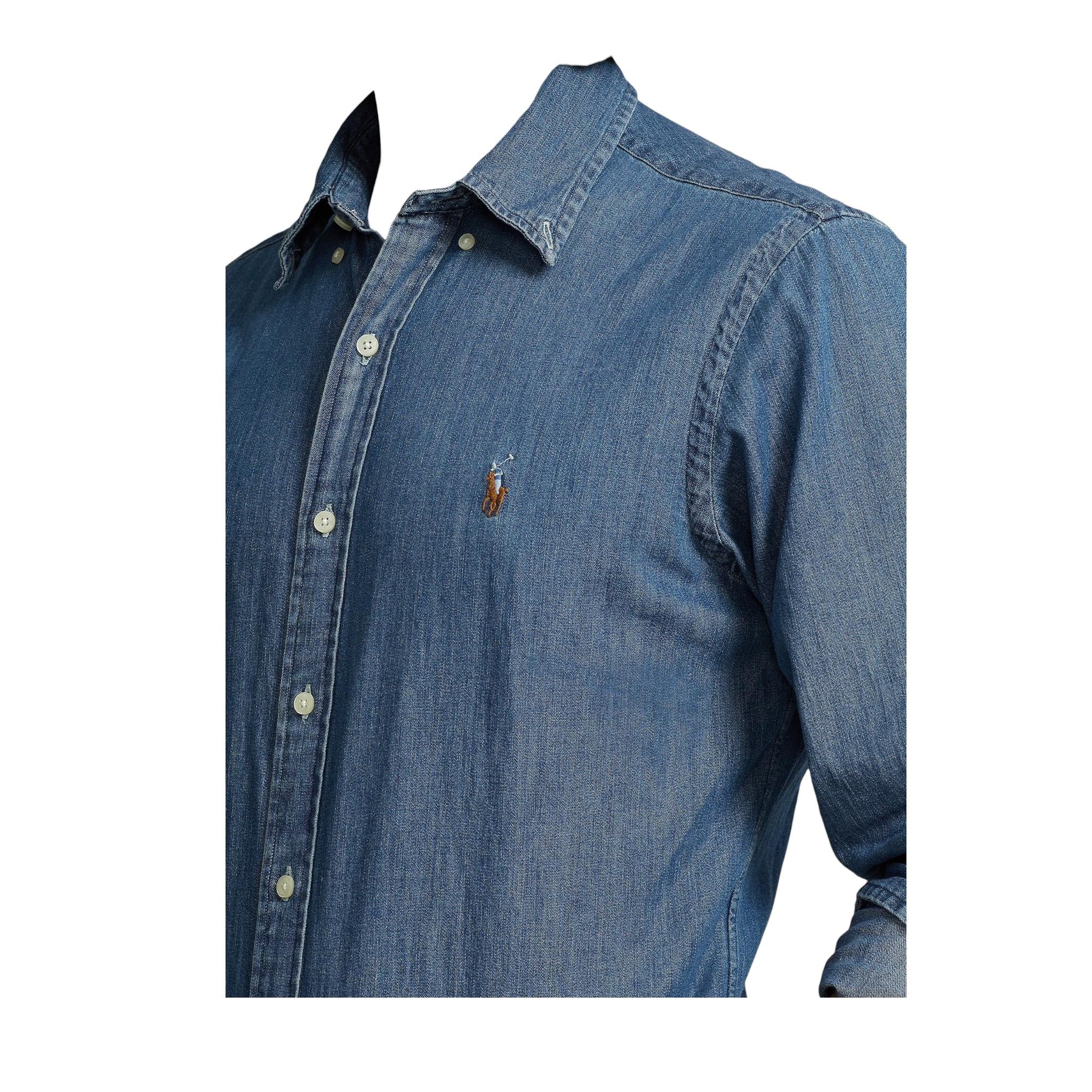 Ralph Lauren Camicia Manica Lunga In Denim per Bambino 323713843001 BLU RALPH LAUREN 