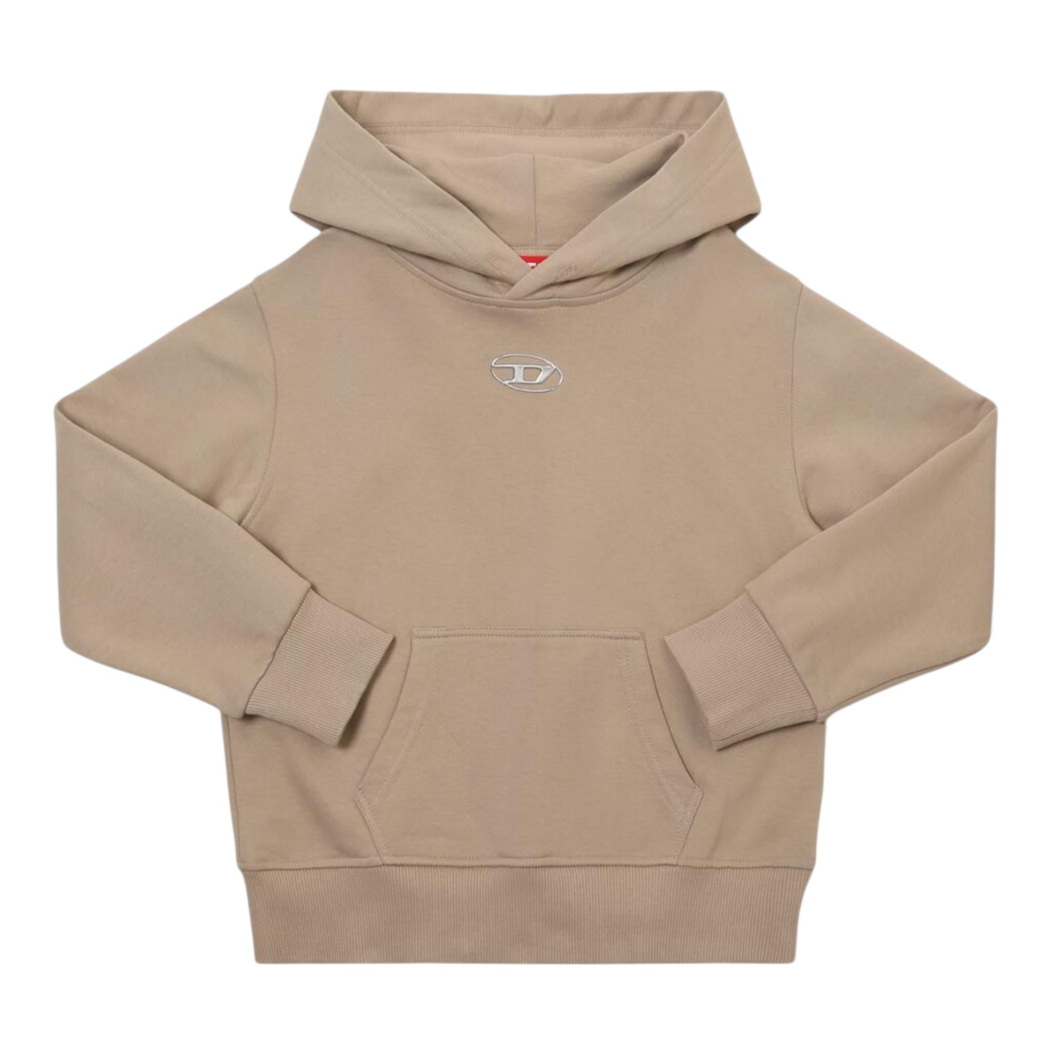 Msgm Felpa Chiusa con Cappuccio Tinta Unita con Stampa per Bambina J02025 BEIGE MSGM 