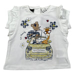 Sarabanda T-Shirt Girocollo Tinta Unita con Stampe per Neonata 04421 BIANCO SARABANDA 
