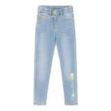 Monnalisa Jeans Tinta Unita con Girovita Regolabile per Bambina 199400 AZZURRO MONNALISA 