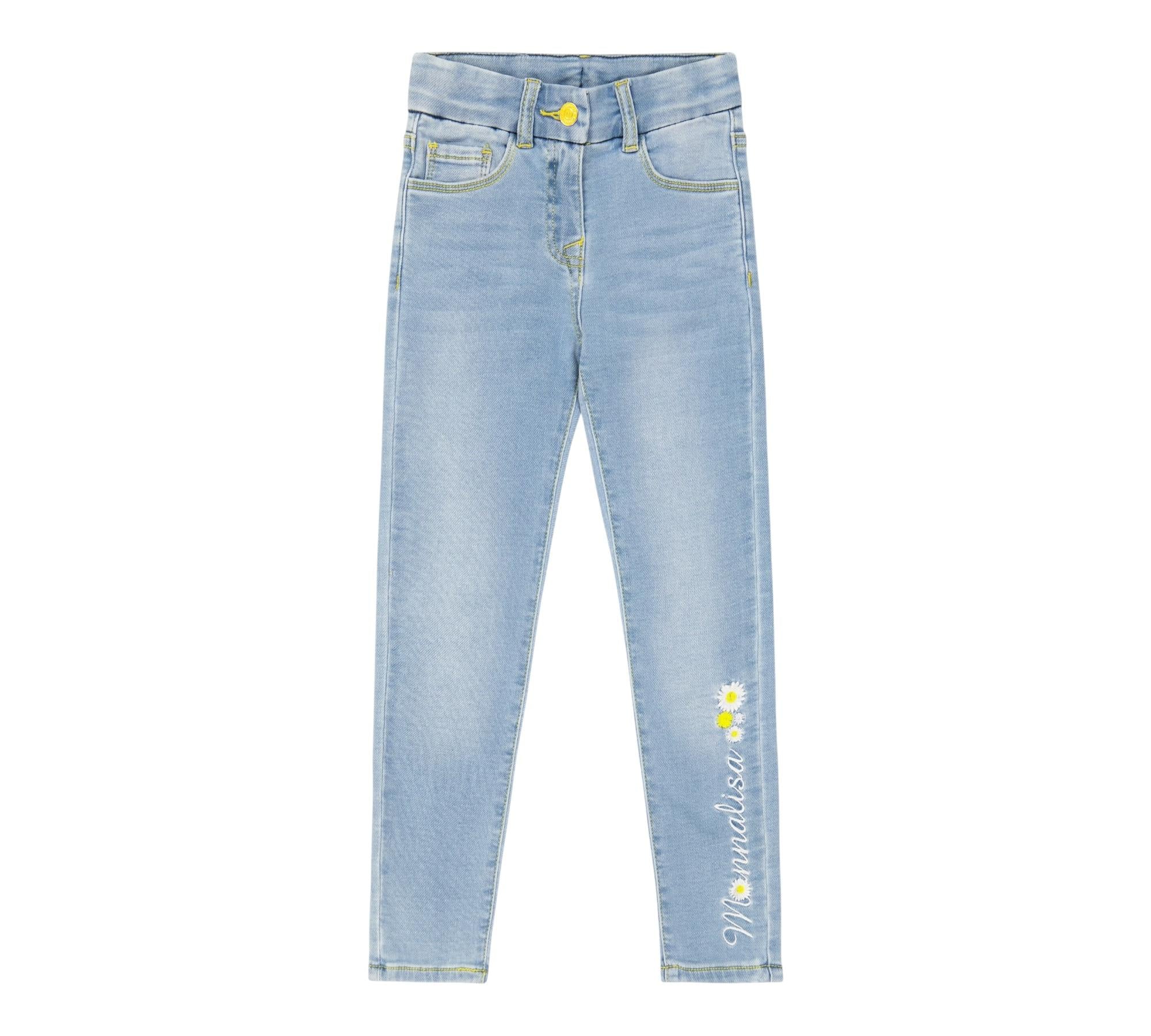 Monnalisa Jeans Tinta Unita con Girovita Regolabile per Bambina 199400 AZZURRO MONNALISA 