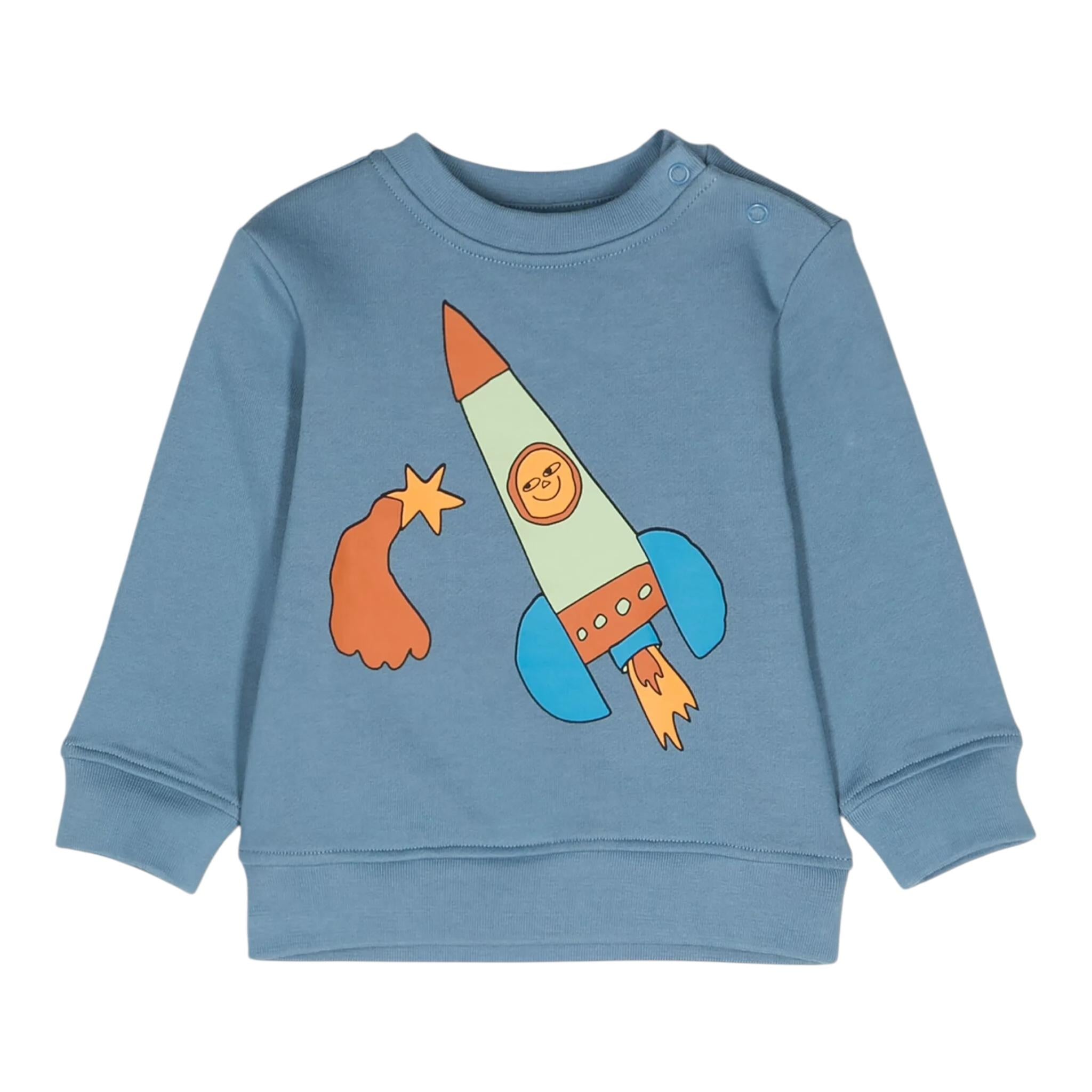 STELLA McCARTNEY felpa girocollo tinta unita con stampa in contrasto Blu per Neonato TV4520 BLU STELLA McCARTNEY 