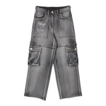 Monnalisa Jeans Tinta Unita Modello Palazzo con Tasconi per Bambina 19D406 GRIGIO MONNALISA 