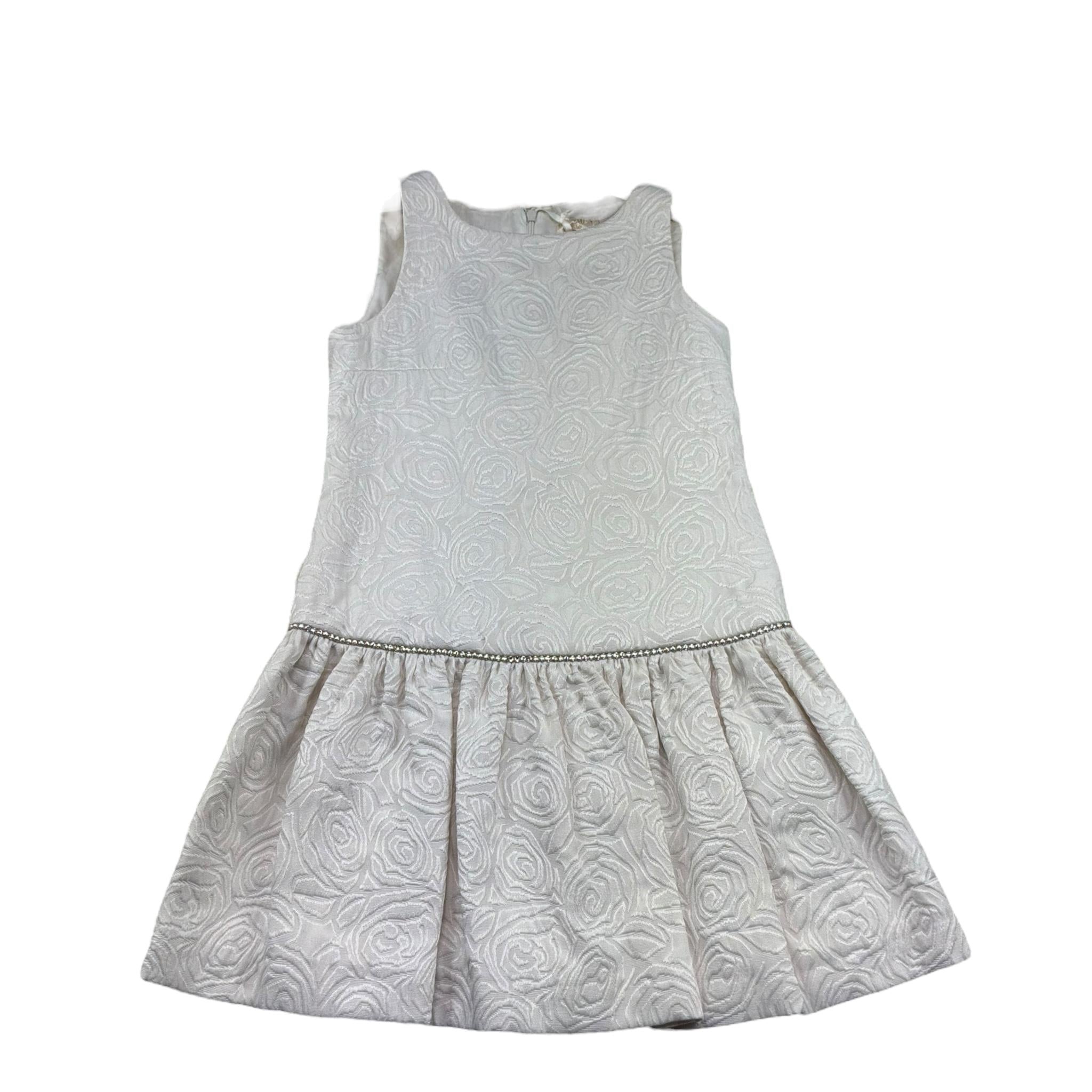 Monnalisa Abito Tinta Unita Giromanica con Ricami per Bambina 717914 AVORIO MONNALISA 