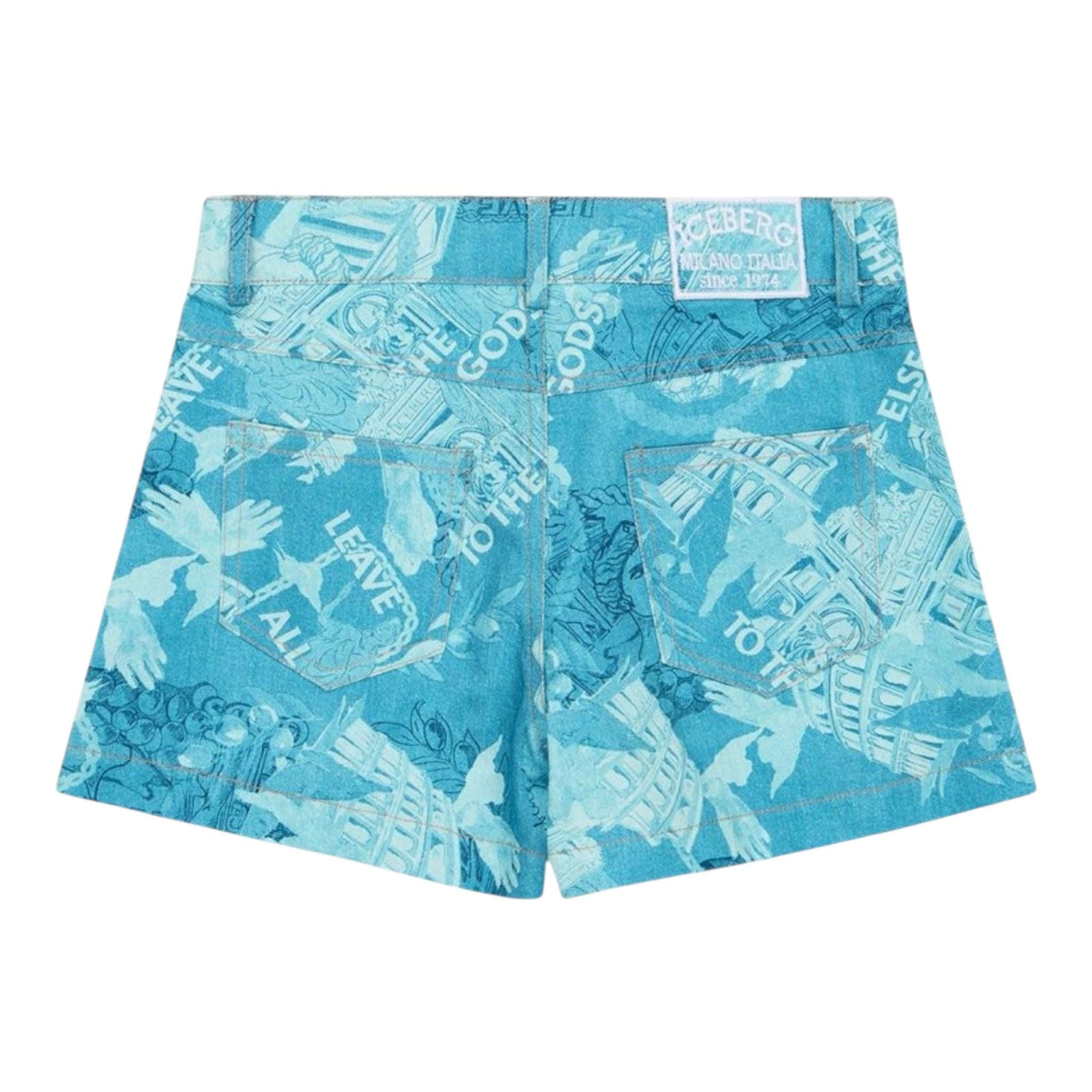 Iceberg Short Tinta Unita con Fantasia per Bambina SHICE5154J AZZURRO ICEBERG 