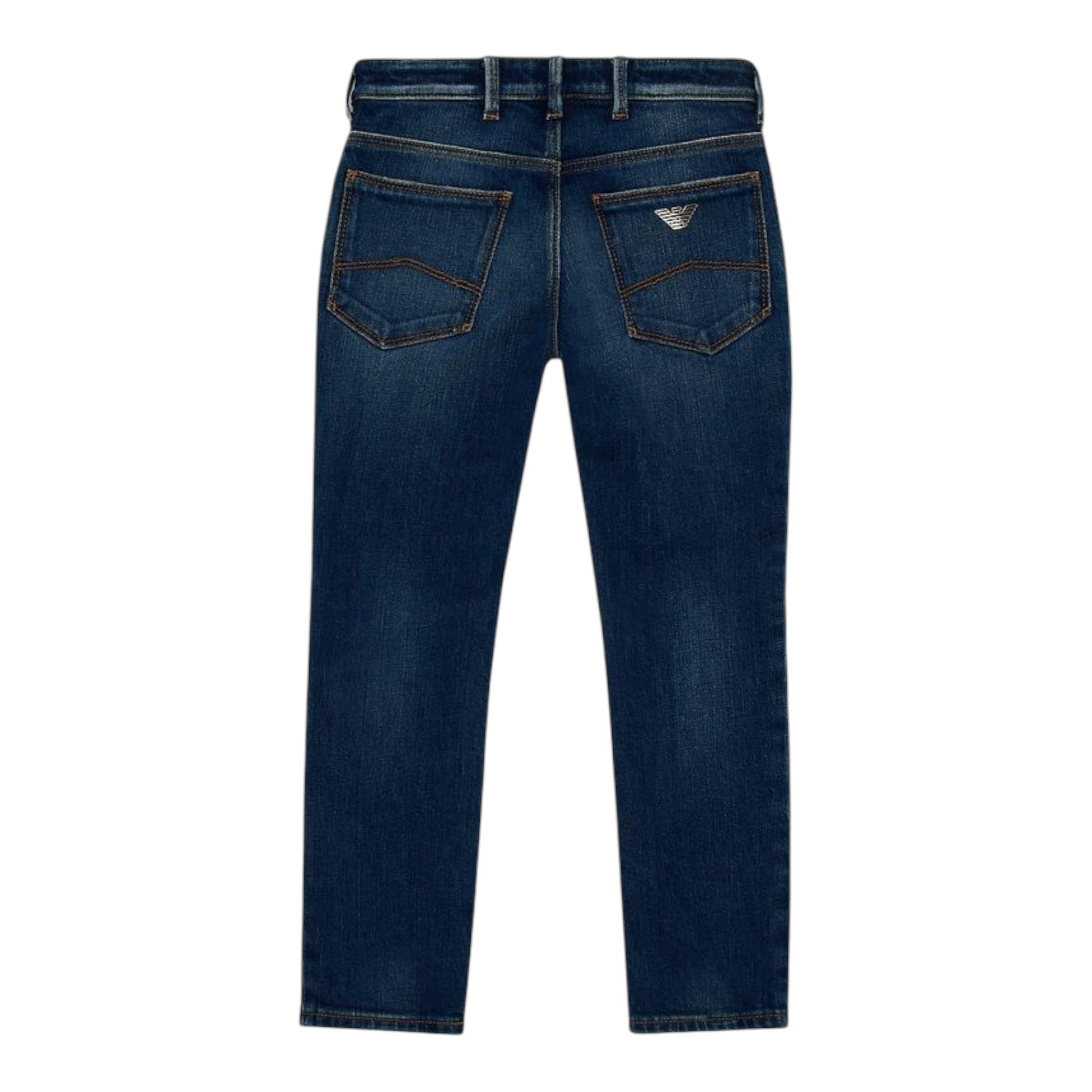 EMPORIO ARMANI jeans tinta unita con logo Blu per Bambino 8N4J45 BLU EMPORIO ARMANI 