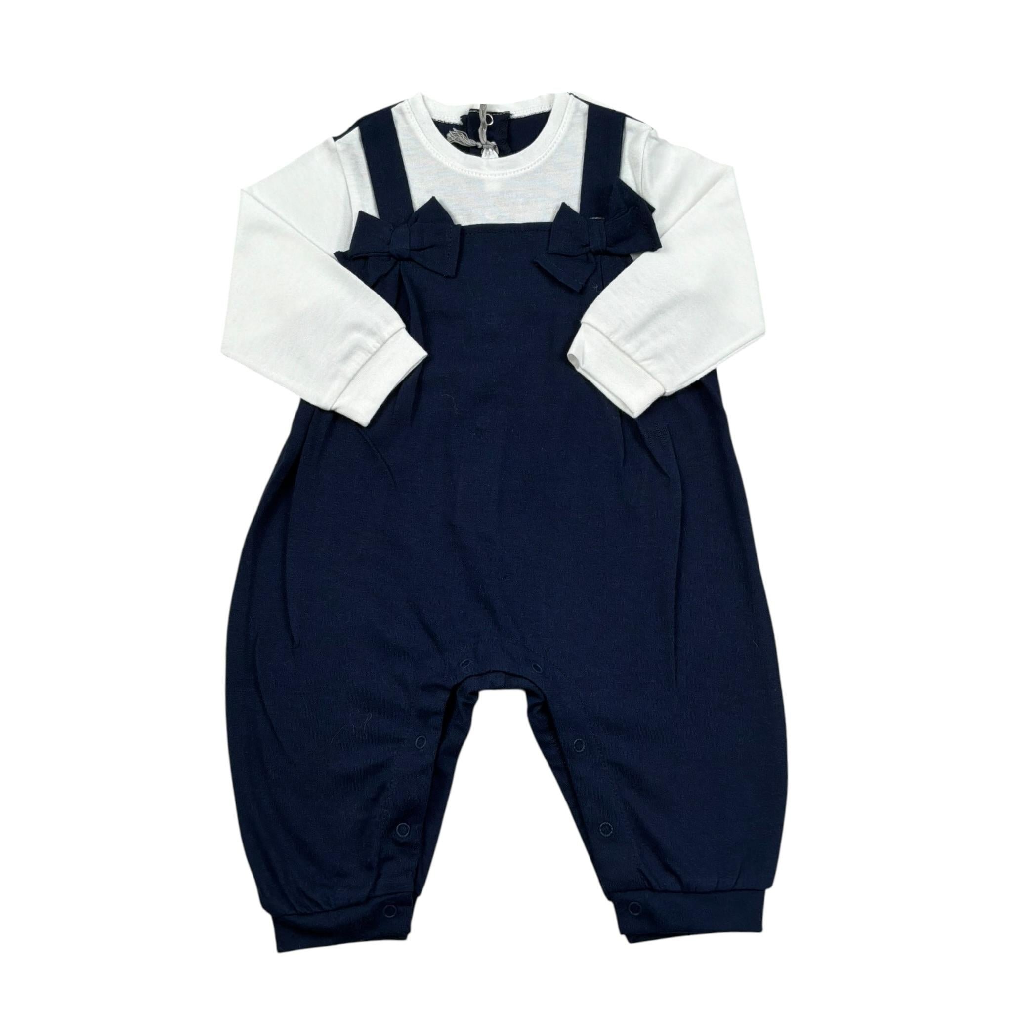 Il Gufo Tutina Bicolore con Fiocchi per Neonata P18TL089M0014 BIANCO/BLU IL GUFO 