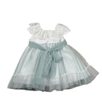 Amaya Abito Mezza Manica Tinta Unita con Tulle per Neonata 591004 BIANCO/VERDE AMAYA 