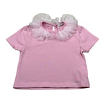 M+E' T-Shirt Girocollo tinta unita con Colletto Tulle Rosa per Neonata UE1772 ROSA M+E' 