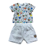 Moschino Completo 2 Pezzi T-Shirt-Bermuda Tinta Unita con Stampa per Neonato MUG01V BIANCO MOSCHINO 