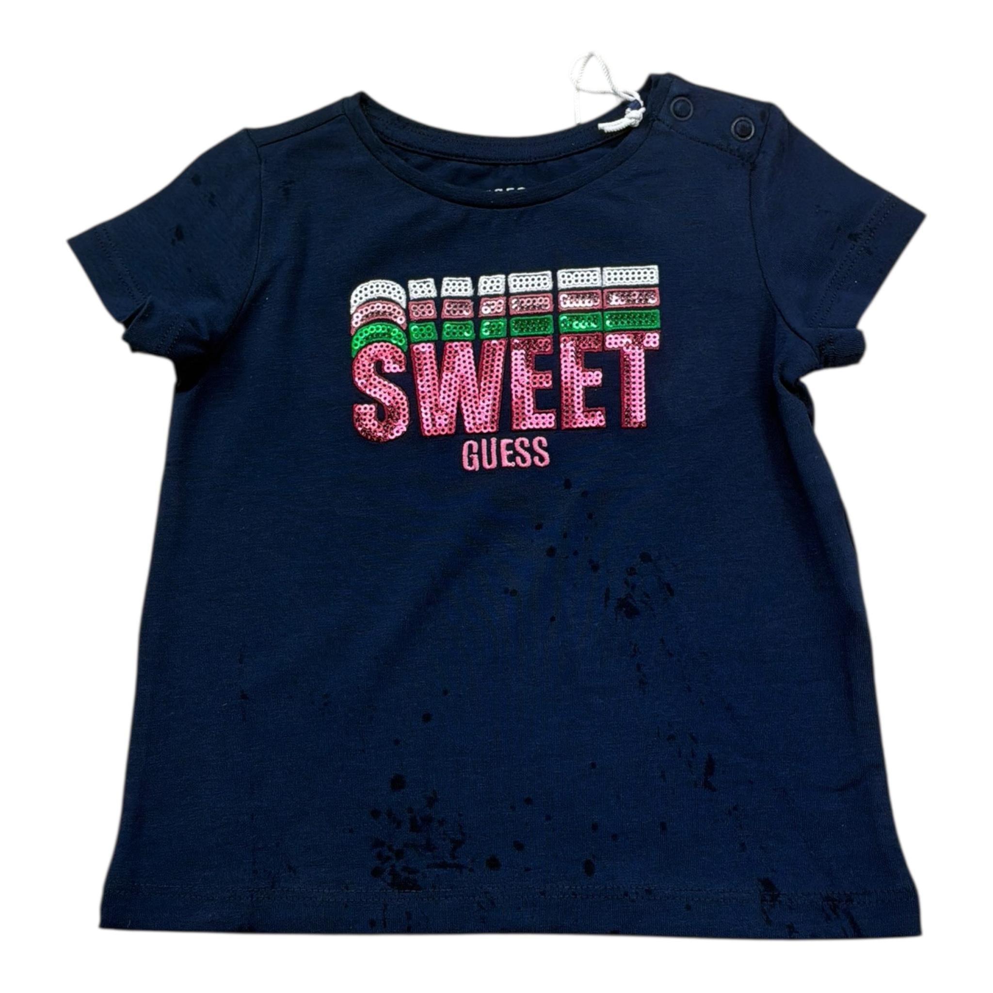 Guess T-Shirt Gircollo Tinta Unita con Stampa per Neonata K5RI176YW4 BLU GUESS 