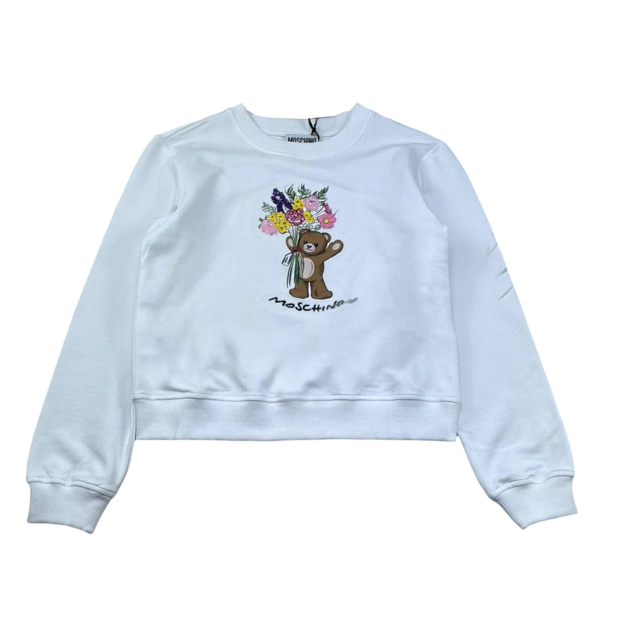 Moschino Felpa Girocollo Tinta Unita con Stampa per Bambina HLF02M BIANCO MOSCHINO 