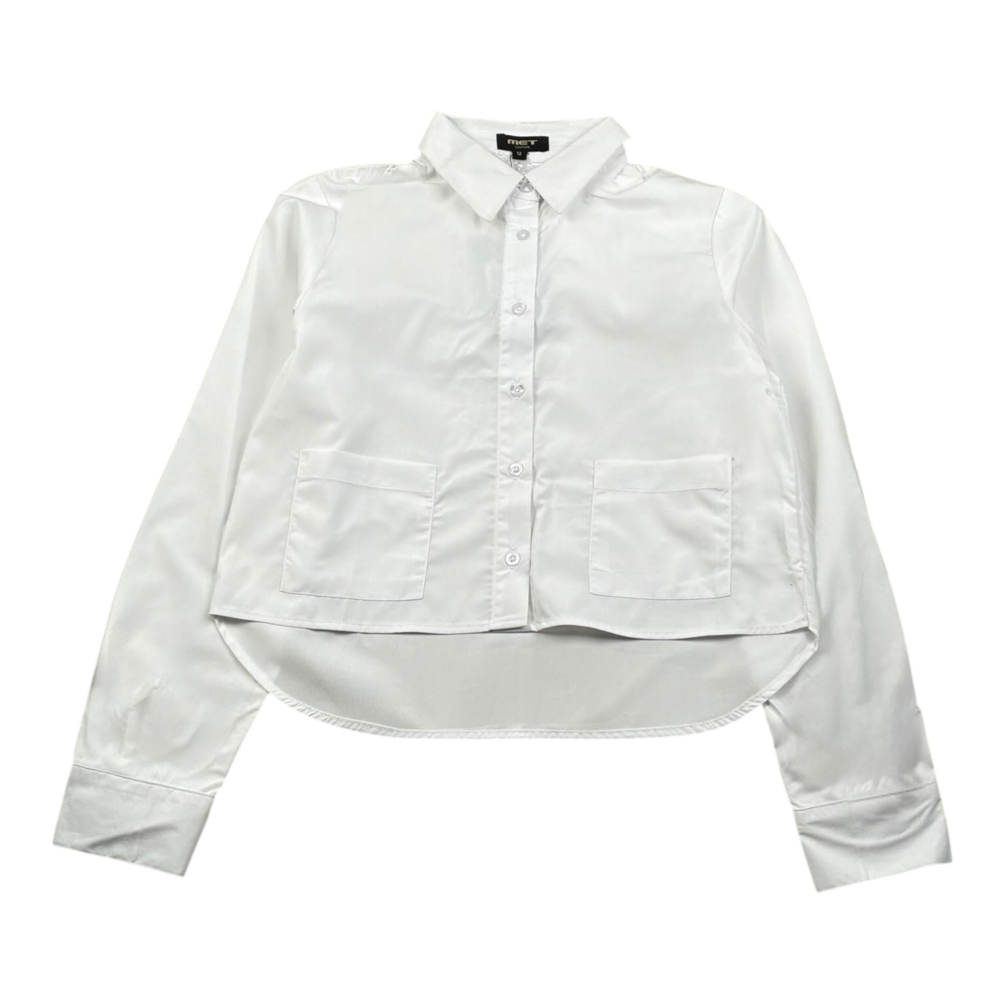 Met Camicia Tinta Unita Manica Lunga per Bambina MG31162 BIANCO MET 