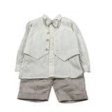 Pure Firenze Completo 4 Pezzi Camicia-Gilet-Bermuda-Papillon Panna per Neonato 11088 PANNA PURE FIRENZE 