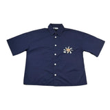 Moschino Camicia Mezza Manica Tinta Unita con Stampa per Bambina HUC01W BLU MOSCHINO 