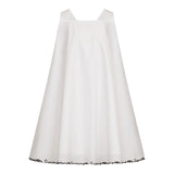 Simonetta Abito Giromanica Tinta Unita con Ricami Logo per Bambina SW1A22P0518 BIANCO SIMONETTA 