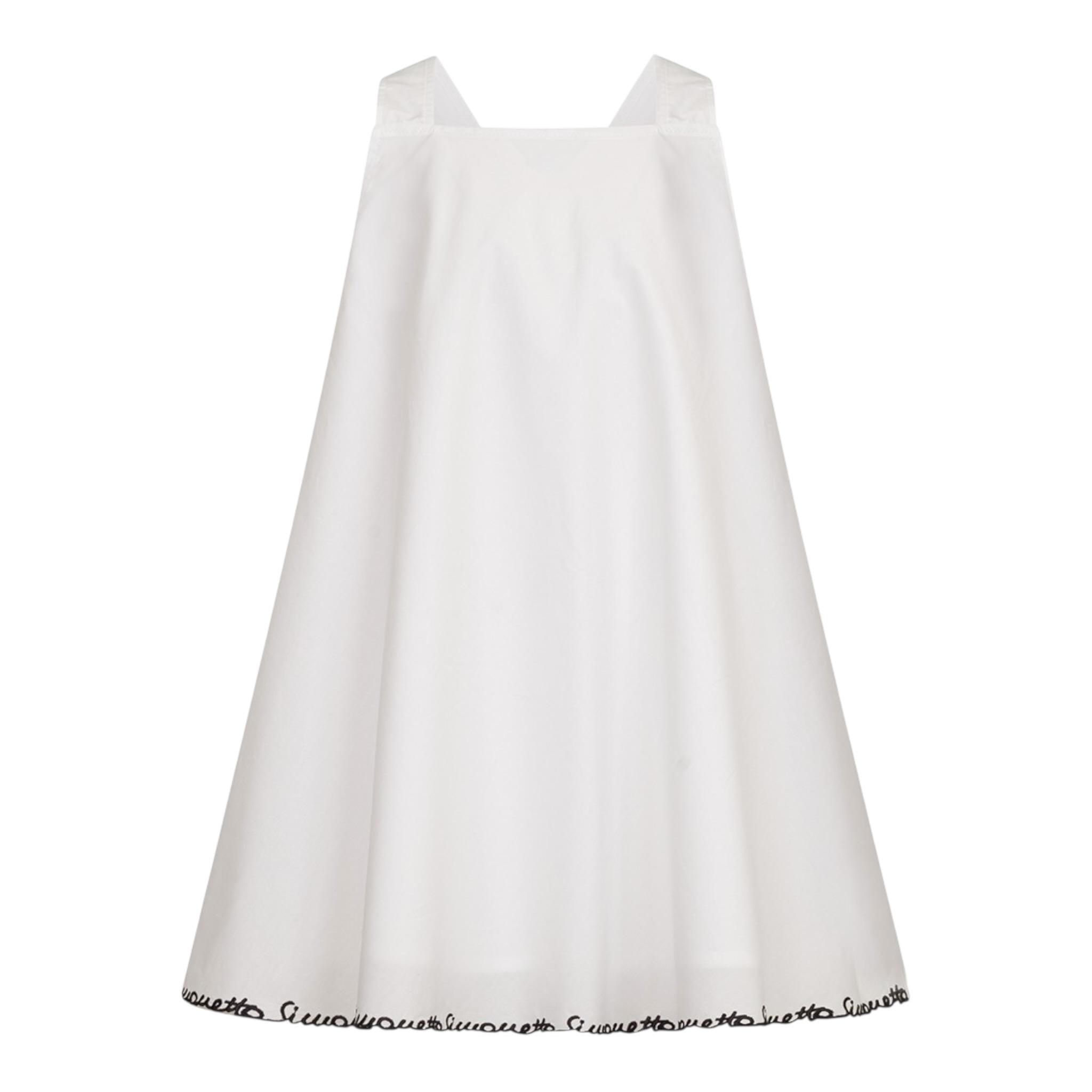 Simonetta Abito Giromanica Tinta Unita con Ricami Logo per Bambina SW1A22P0518 BIANCO SIMONETTA 