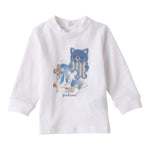 Mini Banda Shirt Tinta Unita Girocollo con Stampa per Neonato 3B608 BIANCO MINI BANDA 