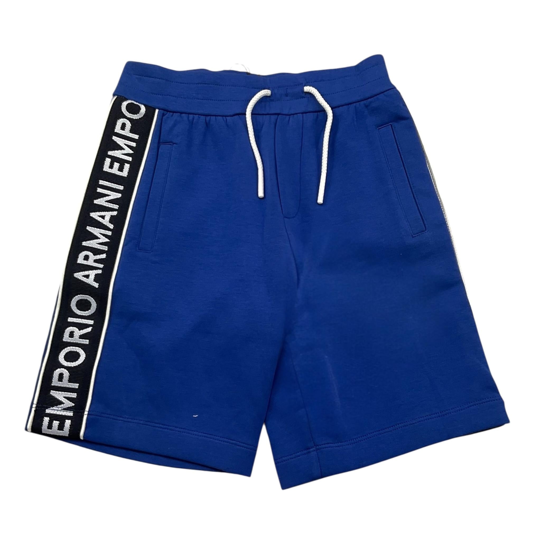Emporio Armani Bermuda Tinta Unita con Profili Logati per Bambino 3R4SJ8 COBALTO EMPORIO ARMANI 