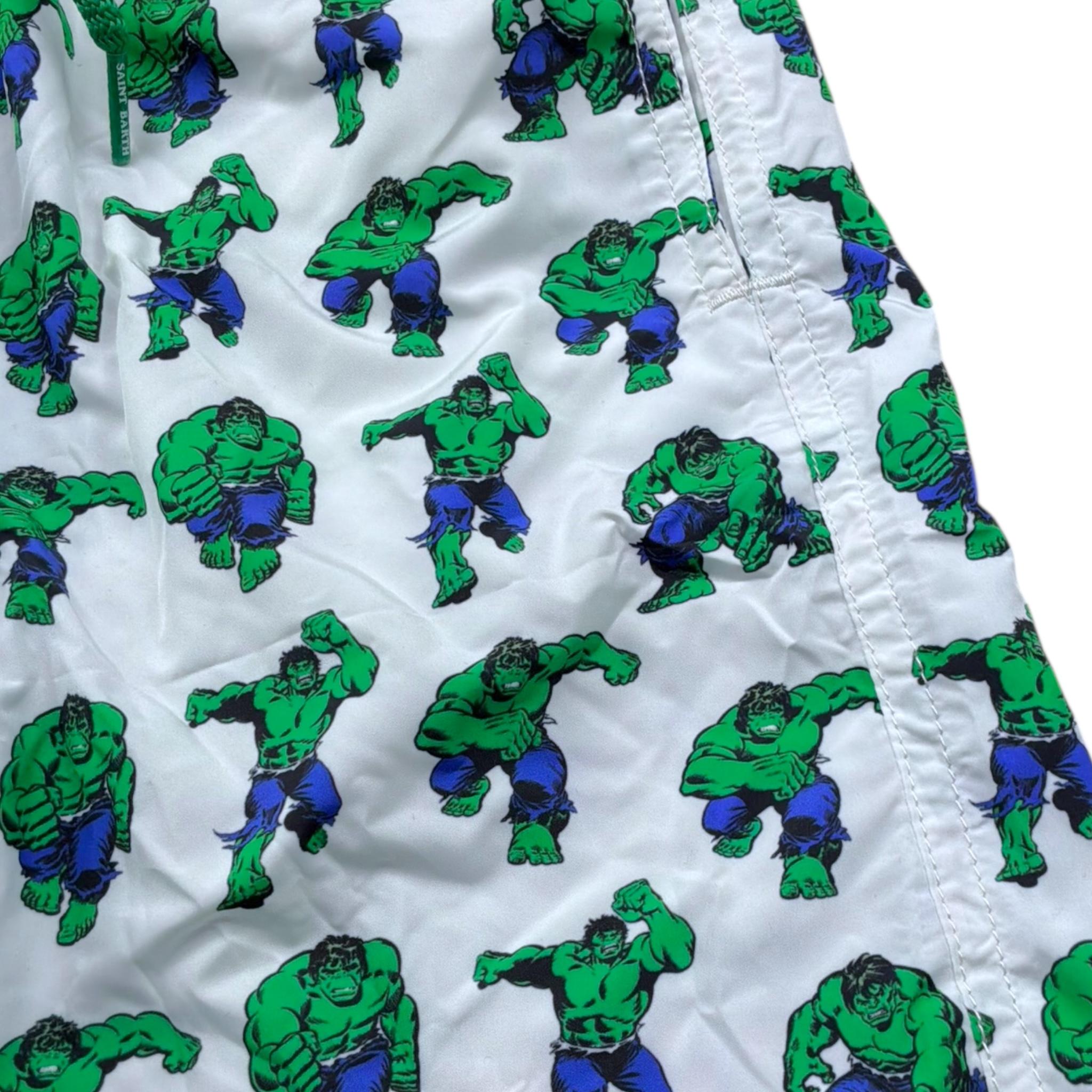 Saint Barth Costume Modello Boxer Tinta Unita con Stampa Hulk per Bambino HULK01 BIANCO SAINT BARTH 