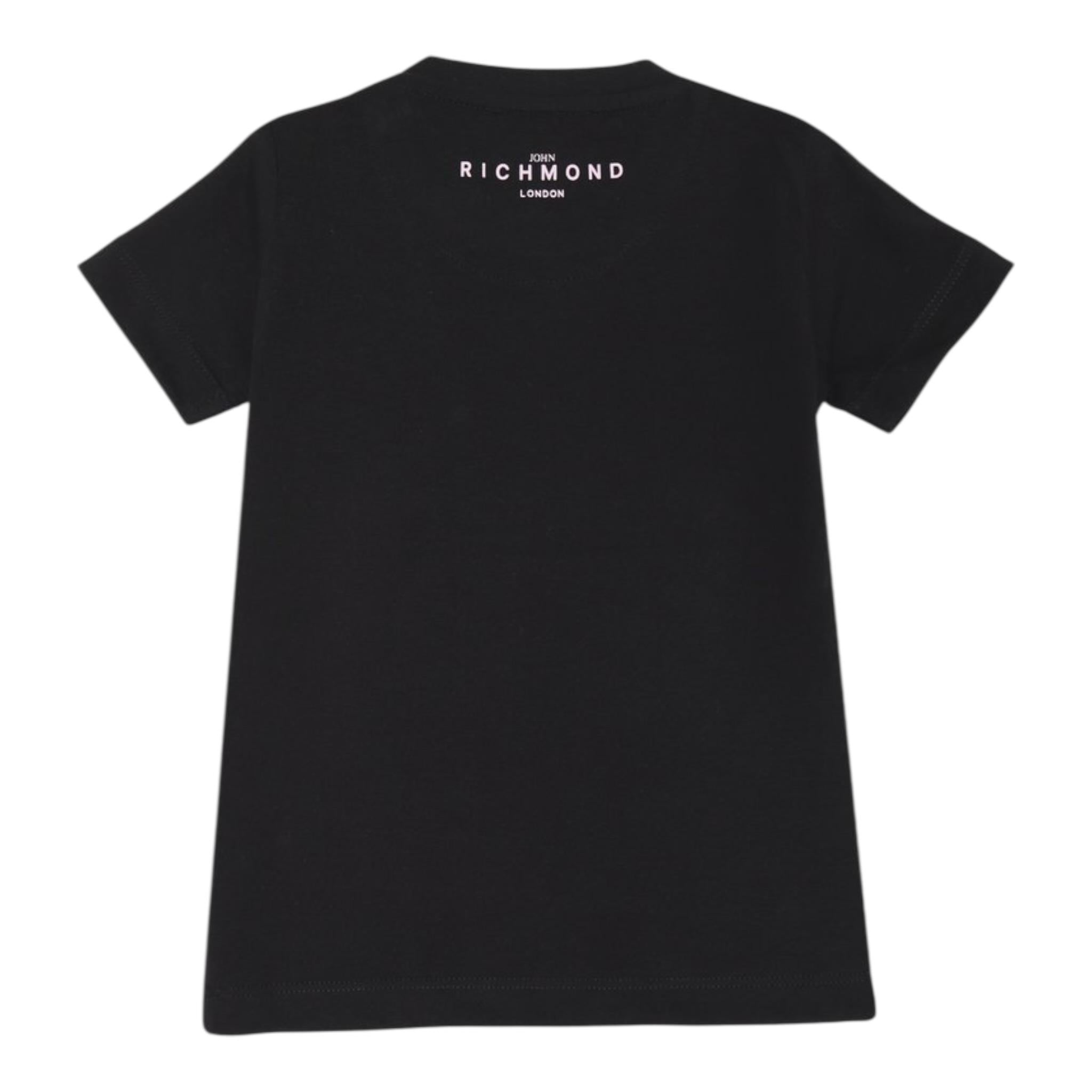 John Richmond T-Shirt Girocollo Tinta Unita con Stampa per Bambina RGP25002TSX NERO JOHN RICHMOND 