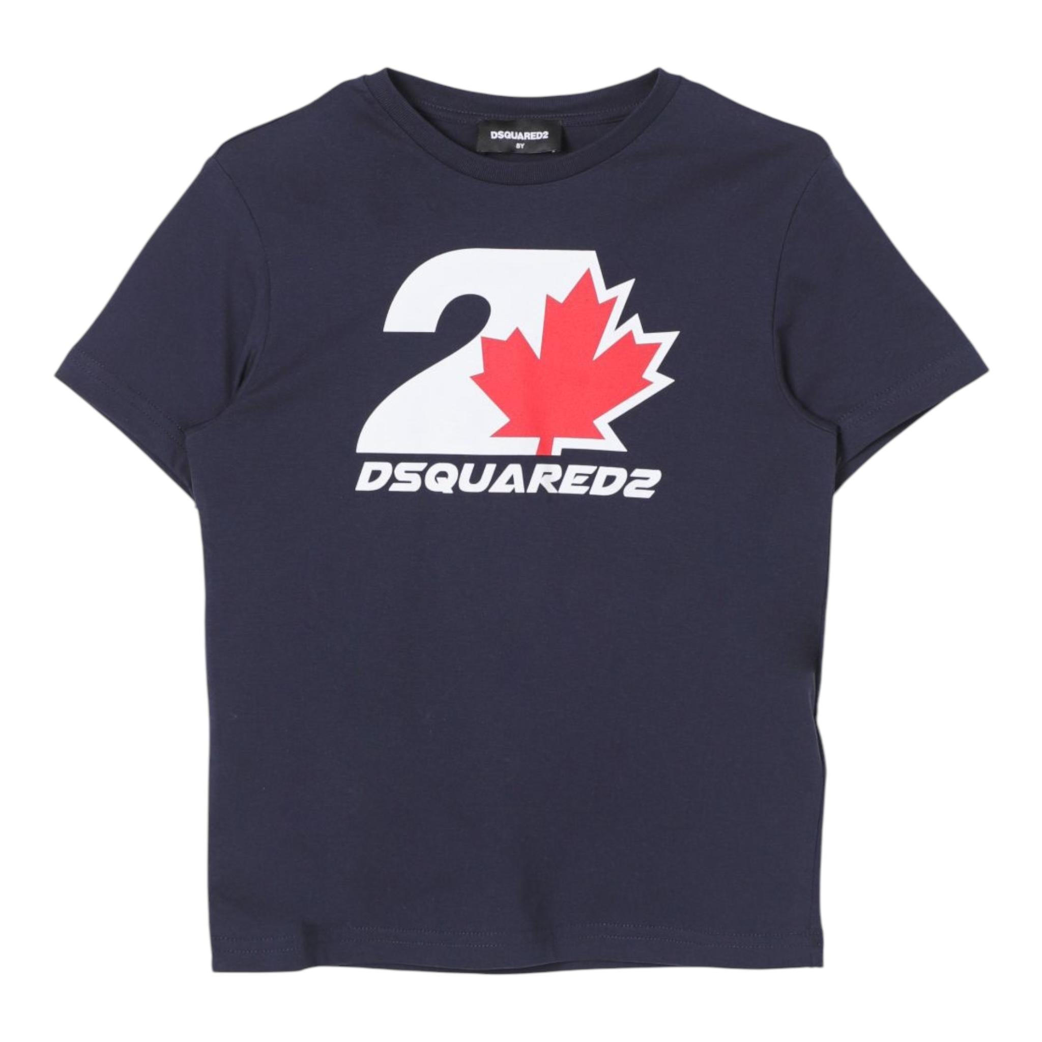 DSQUARED2 t-shirt girocollo tinta unita con stampa Blu per Bambino DQ2471 BLU DSQUARED2 