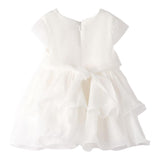 Mini Banda Abito Cerimonia Mezza Manica Tinta Unita per Neonata 3746 BIANCO MINI BANDA 