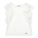 Monnalisa Canotta Tinta Unita con Balze per Bambina 17E601 BIANCO MONNALISA 