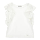 Monnalisa Canotta Tinta Unita con Balze per Bambina 17E601 BIANCO MONNALISA 