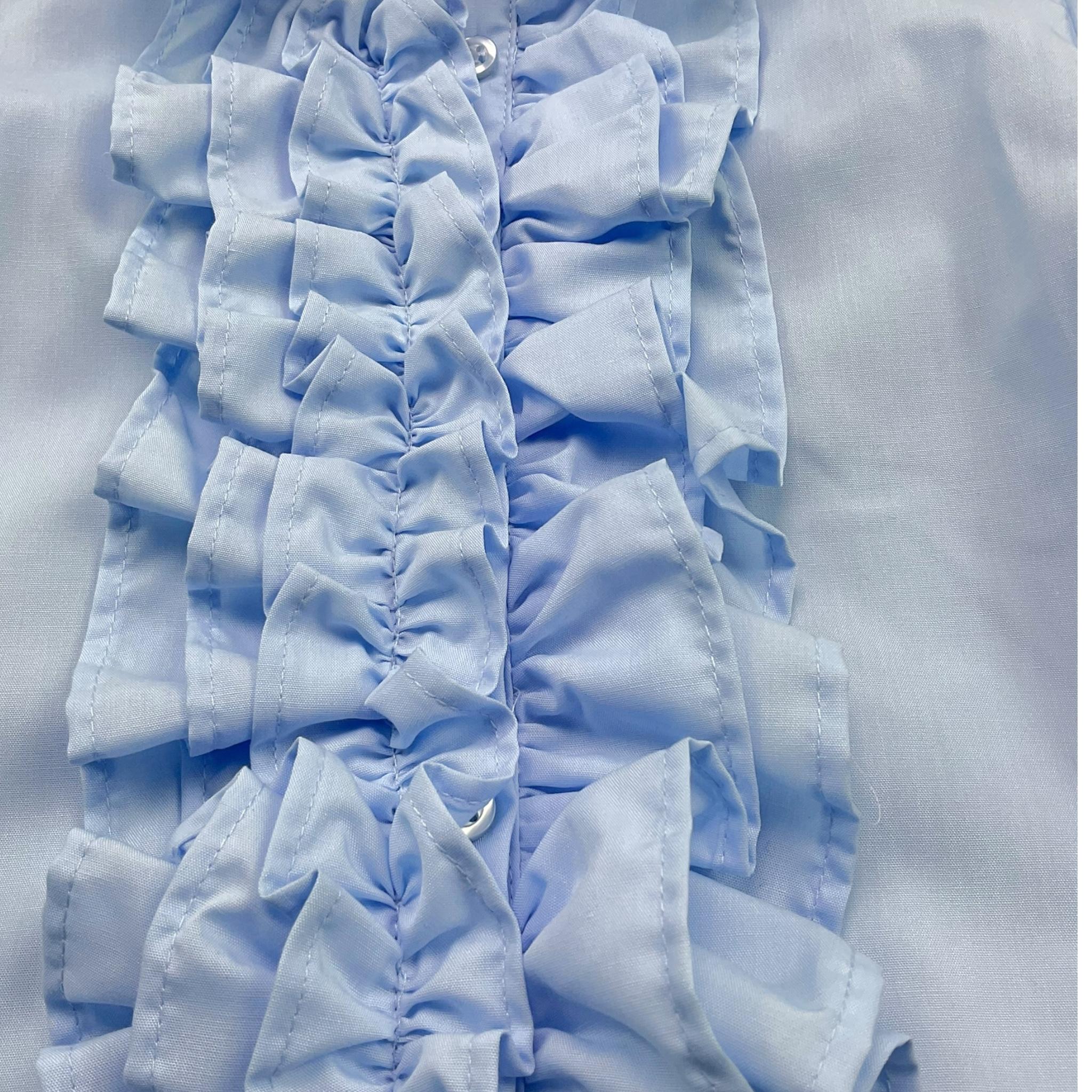 VICOLO camicia manica lunga tinta unita con balze Azzurro per Bambina 3141C1131 AZZURRO VICOLO 