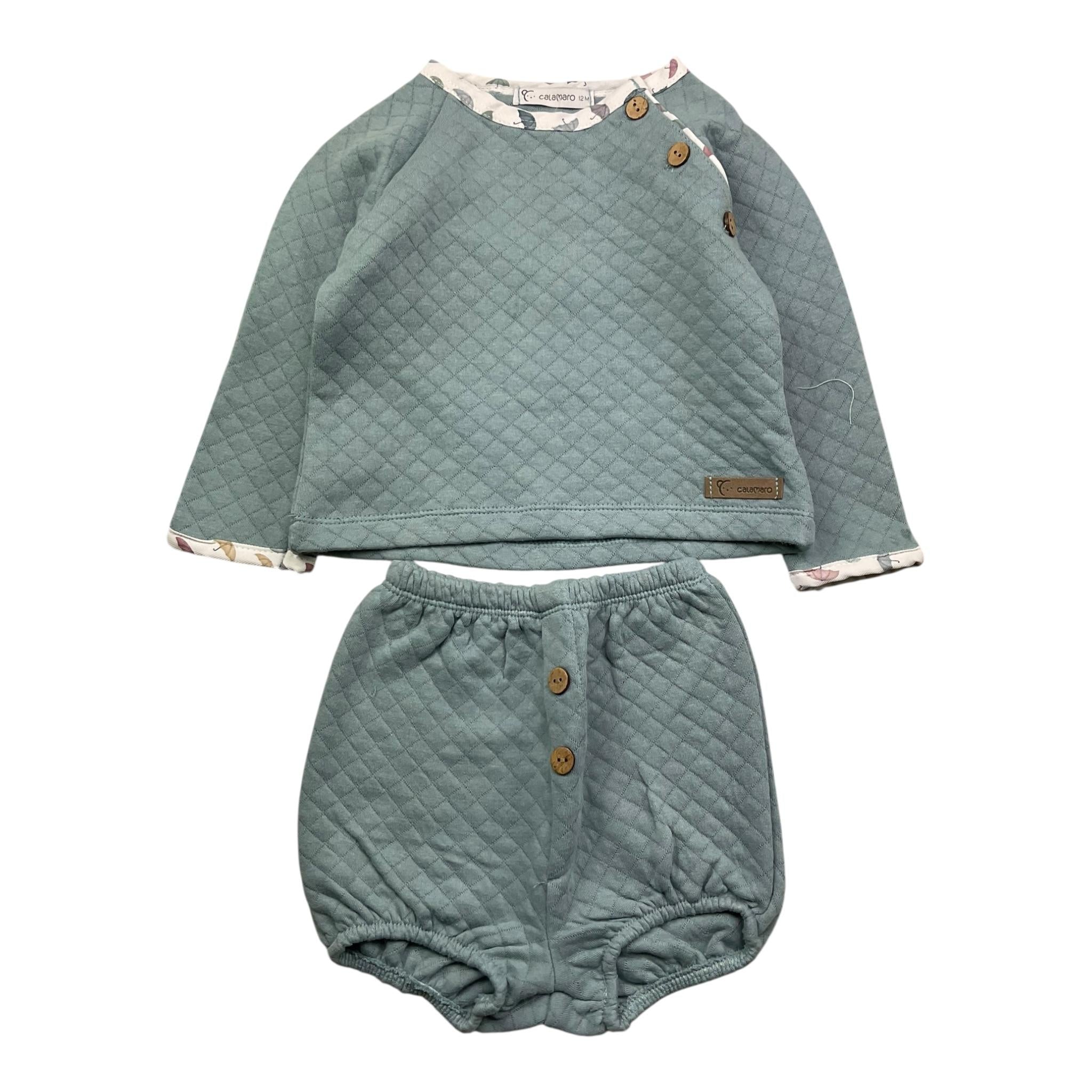 CALAMARO completo 2pz felpa-coulotte tinta unita Azzurro per Neonato 11033 AZZURRO CALAMARO 