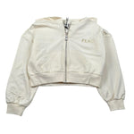 Please Felpa Tinta Unita con Zip E Cappuccio per Bambina LK20042G72 PANNA PLEASE 