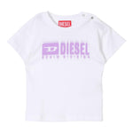 Diesel T-Shirt Girocollo tinta unita con Logo Bianco per Neonata K00569A BIANCO DIESEL 